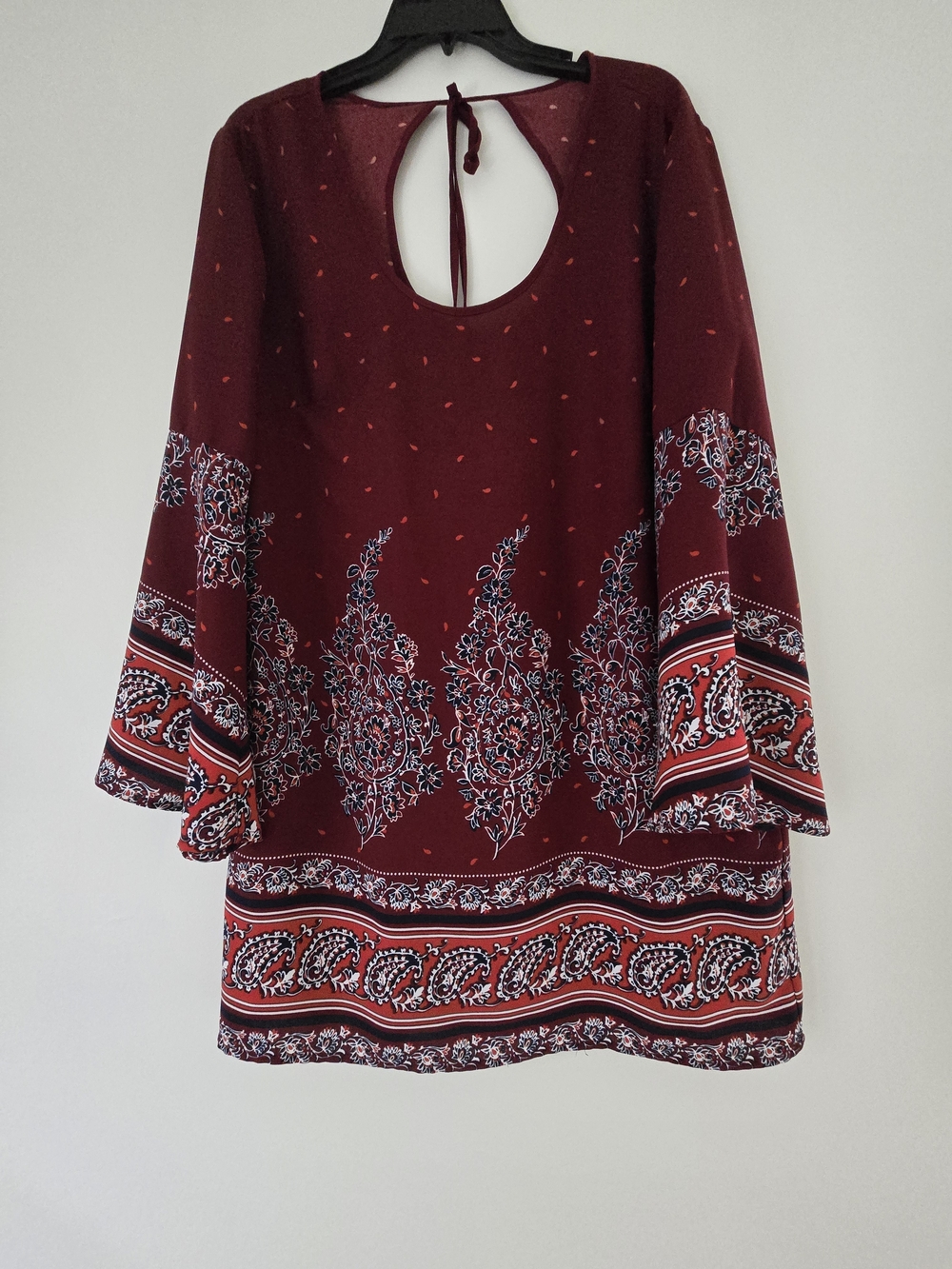Xhilaration Burgundy Paisley Midi Dress